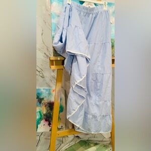 Light Blue Ruffled Gingham Dress